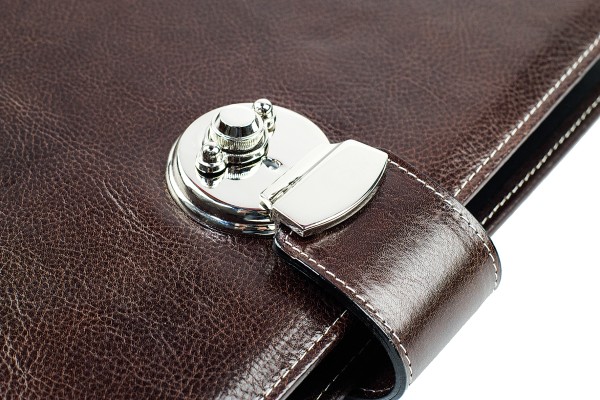 Dokumentenmappe DIN A4 / DIN A4+ mit Ringmechanik & Schloss | Echtleder | VINTAGE dunkelbraun